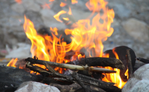 camping wild fire